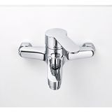 Badem10 Modern Lüks Banyo Bataryası Krom Kaplama Duvar Tipi Şık Tasarım Sıcak Soğuk Su Girişli Musluk