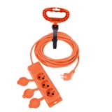 Badem10 Monofaze Cca Uzatma Kablosu 3x2.5 mm Çoğaltıcı Seyyar Topraklı Kapaklı 3'lü Grup Priz Fiş 20 Metre