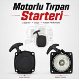 Badem10 Motorlu Tırpan Starter Kapak Komple Çift Yaylı Çift Zemberek Çek Bırak Kolay Çalıştırma 4 Tırnaklı