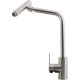 Badem10 Mutfak Lavabo Musluğu Bataryası Mix Eyve Sıcak Soğuk Çift Su Girişli Çeşmesi 34 cm - İnox
