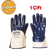 Badem10 Nitril Kaplı Petrolcü Iş Eldiveni Kalın Koruma Inşaat Sanayi El Eldiven L (1 Çift) 90 Numara - Lacivert - XL