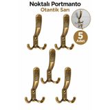 Badem10 Noktalı Portmanto 5 Adet Otantik Sarı Metal Vidalı Askılık Duvar Tipi Mont Ceket Çanta Askısı