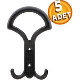 Badem10 Noktalı Portmanto Vestiyer Duvar Askısı Metal Dolap Elbise Askılığı Siyah 5 Adet - Renkli