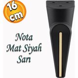 Badem10 Nota Lüks Mobilya Kanepe Sehpa Tv Ünitesi Koltuk Ayağı Baza Ayakları Siyah Sarı Altın 16 cm