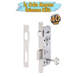 Badem10 Oda İç Kapı Kilidi Köşeli 40 mm 1 Anahtarlı Dayanıklı Metal Gövde Ahşap Kapılar İçin Gömme Kilit