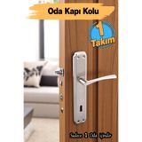 Badem10 Oda Kapı Kolu Nikel İnox Aynalı Sağa Sola Uygun İç Dış Ahşap Pvc Metal Çelik Kapısı Tutamağı 1 Takım