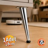 Badem10 Omaks (1 Adet) 18 cm Metal Krom Dereceli Mobilya Sehpa Kanepe Ayağı Montaj Vidaları Dahil Ayak - 18cm