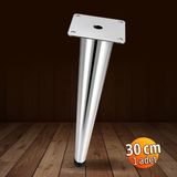Badem10 Omaks (1 Adet) 30 cm Metal Krom Düz Mobilya Sehpa Kanepe Ayağı Montaj Vidaları Dahil Ayak - 30cm - 433