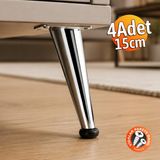 Badem10 Omaks (4 Adet) 15 cm Metal Krom Dereceli Mobilya Sehpa Kanepe Ayağı Montaj Vidaları Dahil Ayak - 15cm