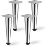 Badem10 Omaks (4 Adet) 15 cm Metal Krom Düz Mobilya Sehpa Kanepe Ayağı Montaj Vidaları Dahil Ayak - 15cm