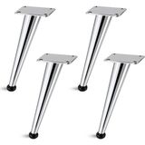 Badem10 Omaks (4 Adet) 18 cm Metal Krom Dereceli Mobilya Sehpa Kanepe Ayağı Montaj Vidaları Dahil Ayak - 18cm