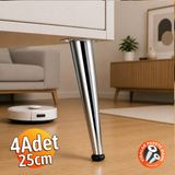 Badem10 Omaks (4 Adet) 25 cm Metal Krom Dereceli Mobilya Sehpa Kanepe Ayağı Montaj Vidaları Dahil Ayak - 25cm - 34