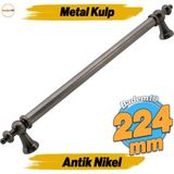Badem10 Osmanlı (224 mm) Eskitme Antik Nikel Metal Mobilya Mutfak Çekmece Dolap Dolabı Kulbu Kulpları