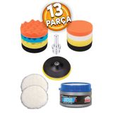 Badem10 Oto Araç Araba Pasta Cila Çizik Giderici Yün Polisaj Süngeri Pedi 115 Mm Parlatma 13 Parça Seti
