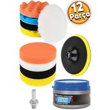 Badem10 Oto Araç Araba Pasta Cila Polisaj Süngeri Çizik Giderici Pedi Seti 115 Mm Pasta 300 gr (12 PARÇA)