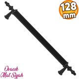Badem10 Ovacık Çekmece Dolap Kapak Kulpu 128 mm Mat Siyah Metal 128mm Kulp