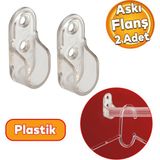 Badem10 Oval Boru Askı Flanşı Dolap Elbise Askı Asma Aparatı Elemanı Plastik Aparat 45 mm (2 Adet)