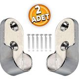 Badem10 Oval Boru Askı Flanşı Dolap İçi Elbise Askı Aparatı Elemanı Krom 30 mm (2 Adet)