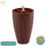 Badem10 Oval Plastik Ayak 12 cm Mobilya Yükseltici Sehpa Kanepe Ünite Koltuk Ayağı Baza Ayakları Ceviz Desen