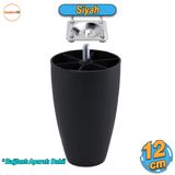 Badem10 Oval Plastik Ayak 12 cm Siyah Mobilya Yükseltici Sehpa Kanepe Koltuk Ayağı Baza Ayakları Aparatlı