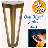 Badem10 Ovit Açık Koltuk Baza Puf Kanepe Tv Ünite Masa Mobilya Ayağı Ayakları Metal Ayak 14 cm Antik Sarı