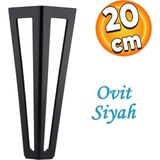 Badem10 Ovit Koltuk Baza Sehpa Masa Ayağı Metal Ayak 20 cm Siyah