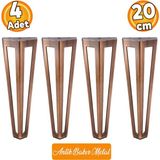 Badem10 Ovit Metal Antik Bakır 20 cm Mobilya Koltuk Kanepe Konsol Tv Ünitesi Yükseltici Ayağı Ayakları 4 Adet