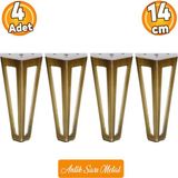 Badem10 Ovit Metal Antik Sarı 14 cm Mobilya Koltuk Kanepe Konsol Tv Ünitesi Yükseltici Ayağı Ayakları 4 Adet