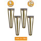 Badem10 Ovit Metal Antik Sarı 20 cm Mobilya Koltuk Kanepe Konsol Tv Ünitesi Yükseltici Ayağı Ayakları 4 Adet