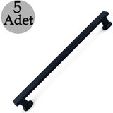 Badem10 Özen Mat Siyah Çekmece Kulp 160 mm 5 Adet Modern Dolap Kulbu Mutfak Vestiyer Uyumlu Şık Tasarım - 160mm - Metal