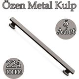 Badem10 Özen Mat Skoç Füme 224 mm Çekmece Kulp 5 Adet Set Mutfak Dolap Kapak Kulpu Modern Metal Tasarım - 224mm