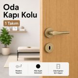 Badem10 Özen Royal Titanyum Renk Iç Kapı Kolu 1 Takım Yuvarlak Rozetli Oda Salon Yatak Odası Kapı Kolları - 1 Adet