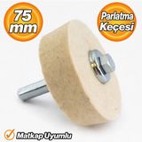 Badem10 Parlatma Keçesi 75 mm Matkap Uyumlu Civatalı Somunlu 1 Adet Set Metal Pasta Cila Ucu Aparatı - Beyaz