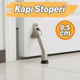 Badem10 Paslanmaz Inox Kapı Stoperi 9.5 cm Sessiz Yavaşlatıcı Durdurucu Kapı Sabitleme Çarpma Önleyici Yapı - Metalik Gri - 1 Adet