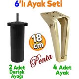 Badem10 Penta 6'lı Set Mobilya Tv Ünitesi Tv Ünitesi Konsol Koltuk Kanepe Destek Yükseltici Ayağı 18 cm Altın Ayakları M8 Civatalı
