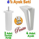 Badem10 Penta 6'lı Set Mobilya Tv Ünitesi Tv Ünitesi Konsol Koltuk Kanepe Destek Yükseltici Ayağı 18 cm Beyaz Ayakları M8 Civatalı