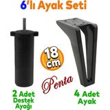 Badem10 Penta 6'lı Set Mobilya Tv Ünitesi Tv Ünitesi Konsol Koltuk Kanepe Destek Yükseltici Ayağı 18 cm Siyah Ayakları M8 Civatalı