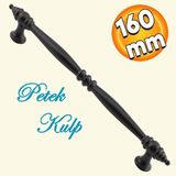 Badem10 Petek Mobilya Mutfak Dolabı Çekmece Dolap Kapak Kulpu Düz Metal Kulp Kulbu Kulpu Ayder 160 mm Siyah