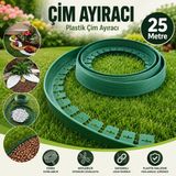 Badem10 Plastik Çim Ayracı Ayıraç 25 Metre Esnek Peyzaj Bordürü Park Bahçe Çim Bitki Yayılım Önleme Aparatı - 7.5 cm - Yeşil