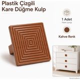 Badem10 Plastik Çizgili Kare Düğme Kulp 1 Adet Kahve Renk Dolap Çekmece Şifonyer Gardırop Mobilya Kulpu
