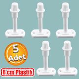 Badem10 Plastik Kapı Pencere Arkası Tampon 8 cm Beyaz Renk Vidalı Duvar Boya Koruyucu Silikon Stoper 5 Adet