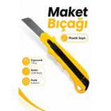 Badem10 Plastik Maket Bıçağı Sarı Hafif Gövdeli Kağıt Karton Koli Kesme ve Paket Açma Aleti