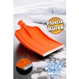Badem10 Plastik Metal Uçlu Faryap Kar Küreme Küreği Ahır Gübre Pisliği Temizleme Turuncu 43x34 cm Kürek