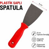 Badem10 Plastik Saplı Spatula 6 cm Paslanmaz Çelik Kazıma Macun Çekme Spatulası Boya Alçı Tamir El Aleti - 1,1 lt