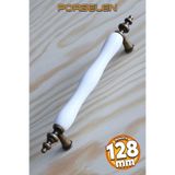 Badem10 Porselen (PREMİUM) Eskitme Antik Beyaz 128 Mm Mobilya Mutfak Çekmece Dolap Dolabı Kulpu Kulbu