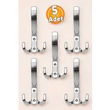 Badem10 Portmanto Vestiyer Duvar Dolap Elbise Mobilya Kapı Askısı Askılığı Askılık Krom Metal (5 ADET)
