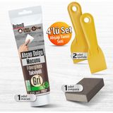 Badem10 Pratik (4'lü) Ahşap Tamir Seti Gri Renk 125 ml Tamir Macunu + 2 Adet Spatula + Kübik Zımpara - 1 Adet