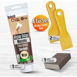 Badem10 Pratik (4'lü) Ahşap Tamir Seti Meşe Renk 125 ml Tamir Macunu + 2 Adet Spatula + Kübik Zımpara - 1 Adet