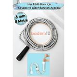 Badem10 Pratik Lavabo Açıcı Banyo Evye Açma Teli Gider Boru Açıcı Tıkanıklık Giderici Teli Susta 8 METRE