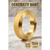 Badem10 (PREMİUM) Dekoratif Gold Altın Şerit Bant 5 METRE X 15 mm Fayans Arası PVC Ahşap Mobilya Duvar Bandı